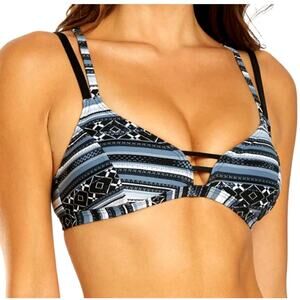TYR Innoko Cara Light Support Sports Bra Swim Top - Black Grey Small 4/6 - $45
